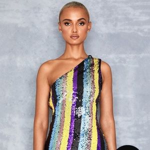 Sequin One Shoulder Mini Dress